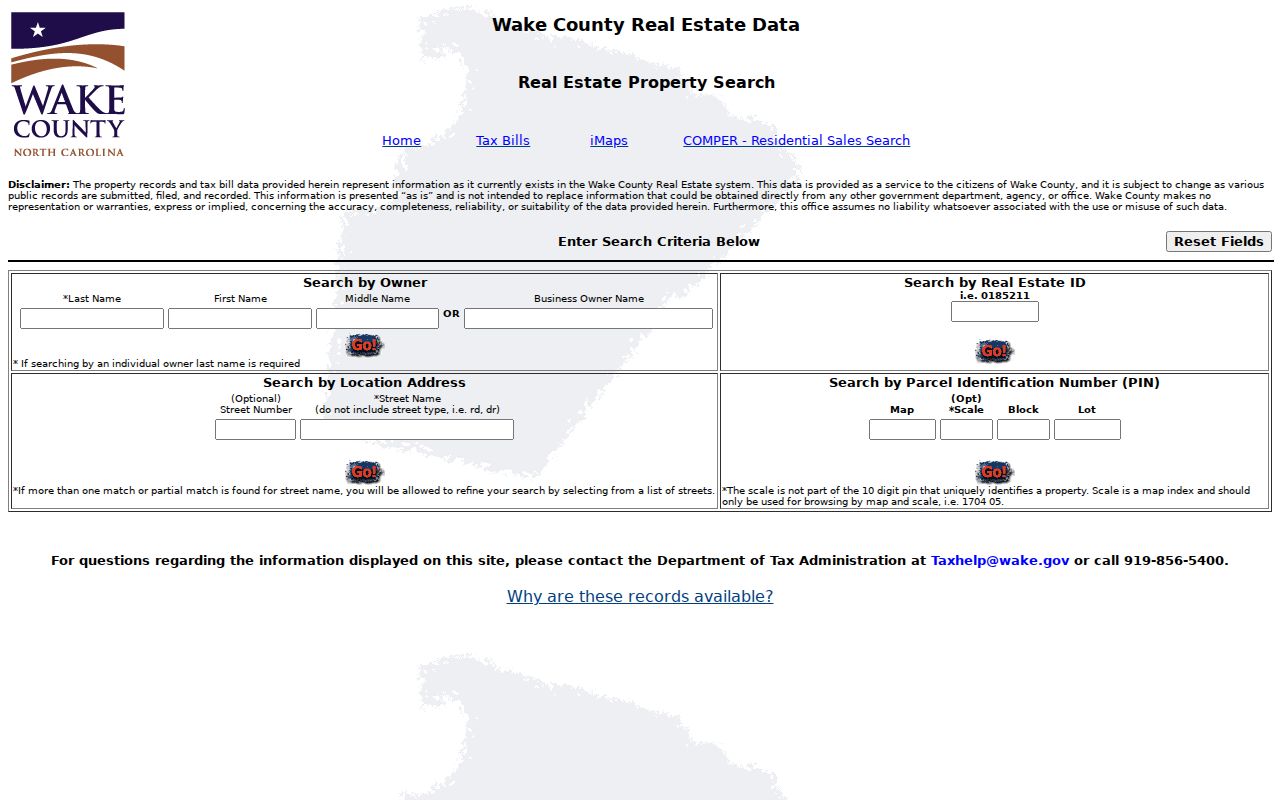 Wake Forest people search fields in Wake County Real Estate Search
