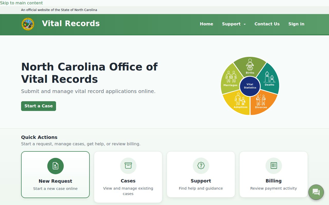 Wake Forest vital records route through the North Carolina certificate portal
