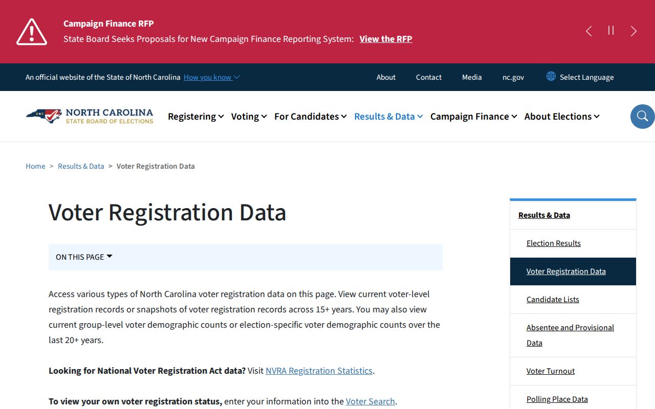 North Carolina voter file downloads for Wake Forest voter registration research